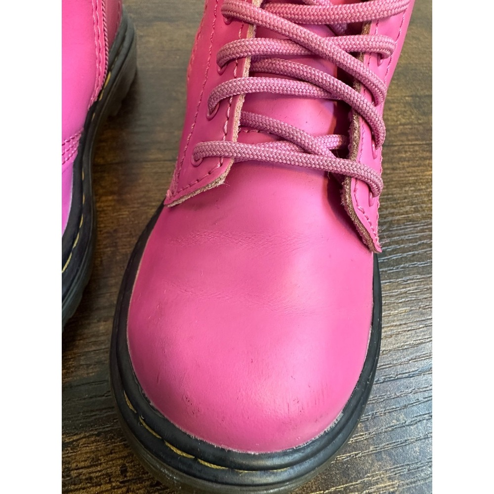 Dr Martens Delaney Hot Pink Leather Kids Boots Side Zip US 9 Toddler 31285 - Picture 9 of 16